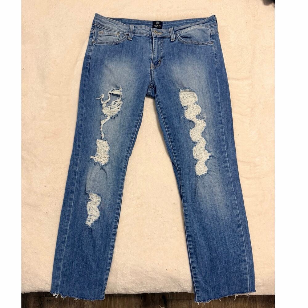 Just Black distressed raw hem straight jeans - size 30